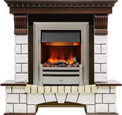 Каминокомплект Pierre Luxe угловой - Темный дуб / Белый (Высота 1050мм) с очагом Chesford