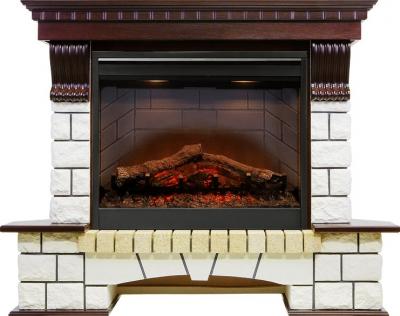 Каминокомплект Pierre Luxe угловой - Темный дуб / Белый с очагом Symphony 26'' DF2608-INT