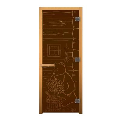 Дверь стекло Бронза "МИШКА" 190х70 (8мм, 3 петли 710 CR) (ОСИНА) Пр