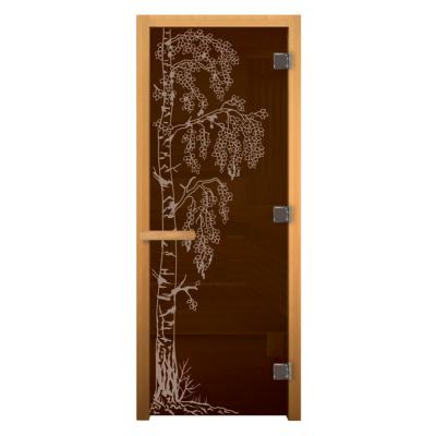 Дверь стекло Бронза "БЕРЁЗКА" 190х70 (8мм, 3 петли 710 CR) (ОСИНА) Пр