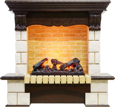 Каминокомплект Pierre Luxe угловой - Темный дуб / Шампань (Высота 1035мм) с очагом Cassette 600 NH