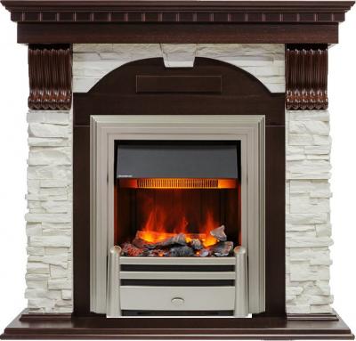 Каминокомплект Dublin - Темный дуб / Сланец белый с очагом Chesford