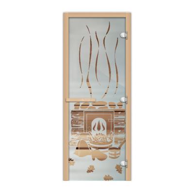 Дверь стеклянная FireWay 1.9х0.7 Банька Сатин